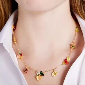 kate spade Gold-tone Multicolor Charm Necklace with Fruit